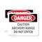Signmission Caution Archery Range Do Not Enter Danger Sign, Vinyl Decal, 10in W x 7in L, 2PK OS-2PACK-DS-D-710-L-2127 - alternate 1